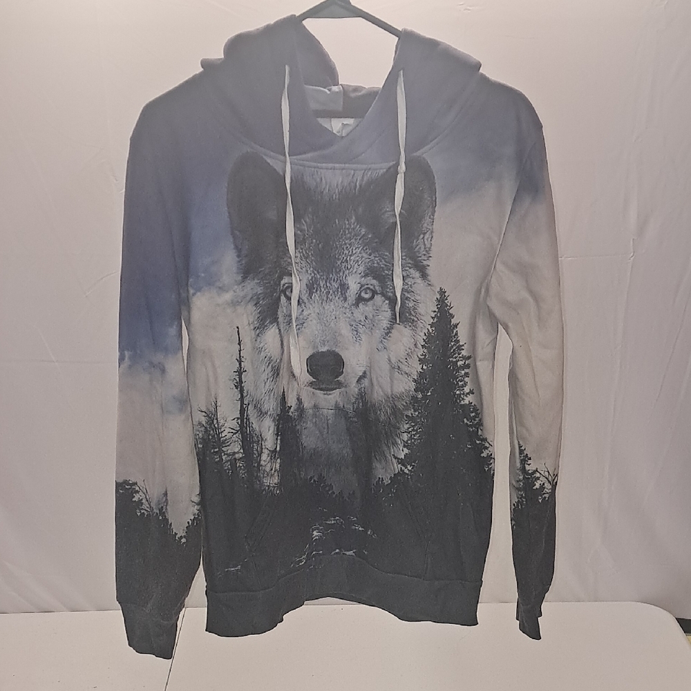 Blue and Black Forest Scene Hoodie